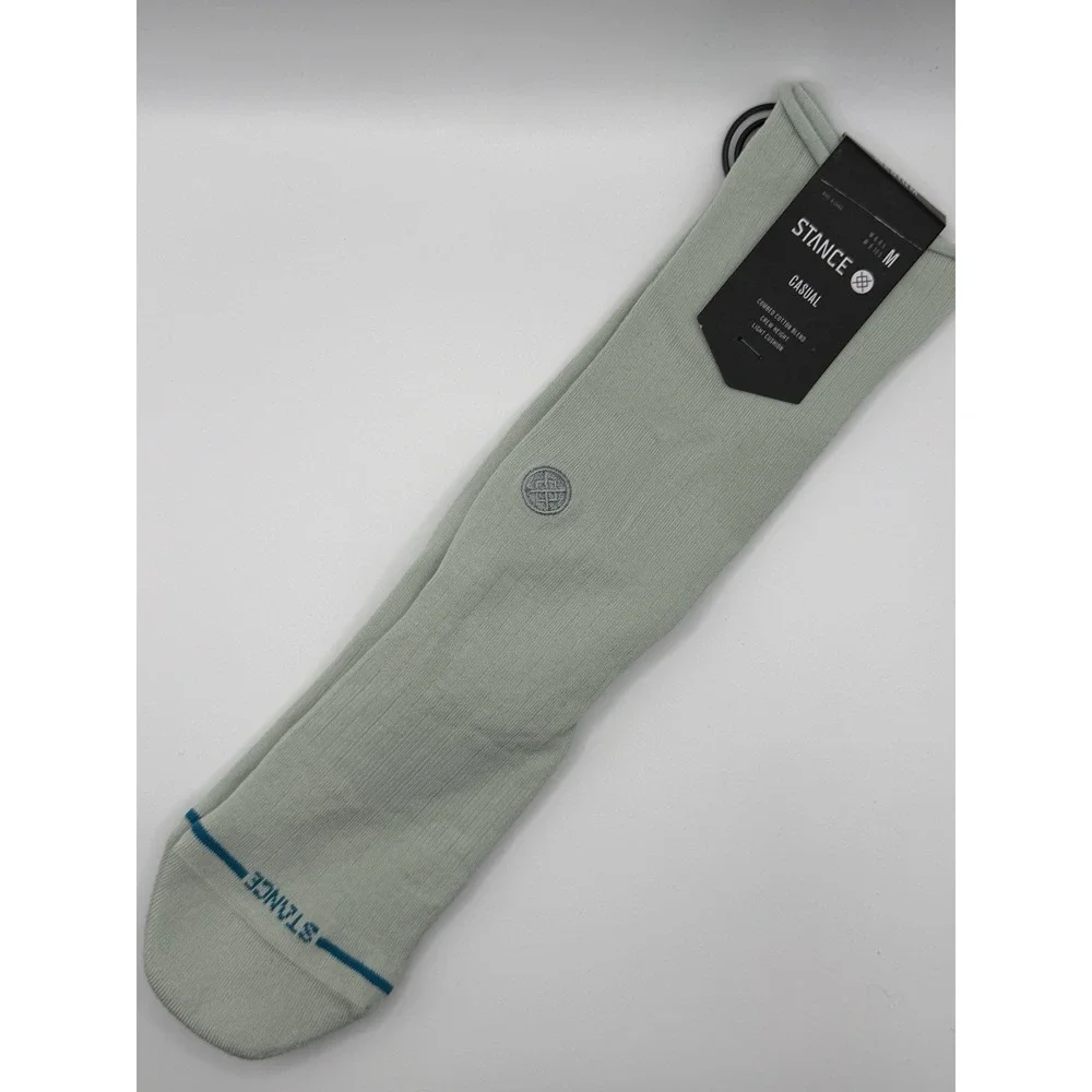 Stance Rolled Solid Crew Socks Pale Blue Womens Medium NWT W546C25ROL-PAB